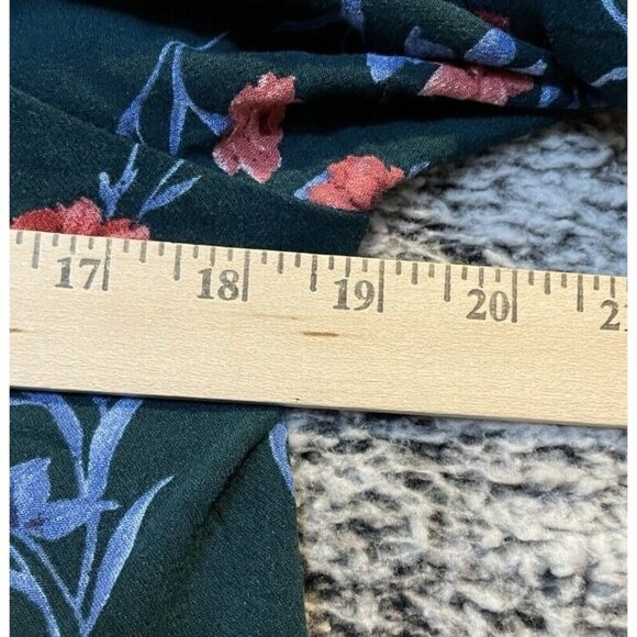 American Eagle Womens Size Large Boho Blue Floral Tie Front Blouse Top Cottage - Picture 4 of 8